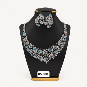 Diamond and Blue Floral Jewelry Display
