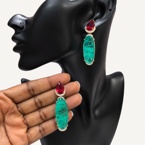 Elegant Ruby and Emerald Drop Earrings