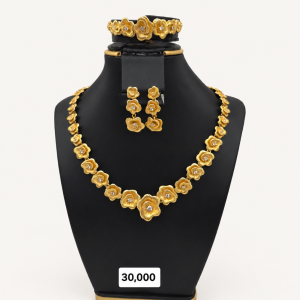 Floral Gold Jewelry on Black Bust