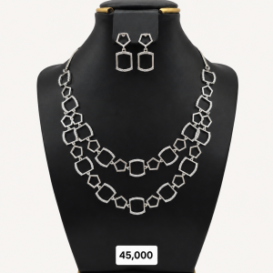 Geometric Silver Jewelry Set Display