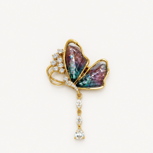 Glittering Iridescent Butterfly Brooch