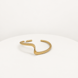 Gold Beaded Wave Cuff