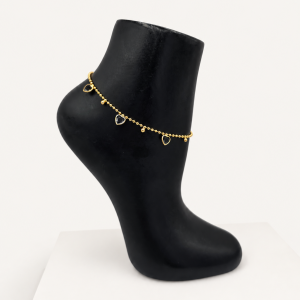 Gold Heart-Stone Anklet