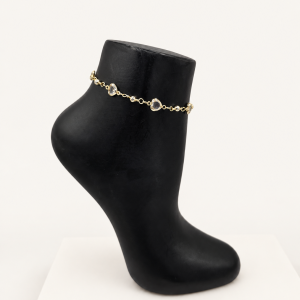 Gold Heart-Stone Anklet on Black Display
