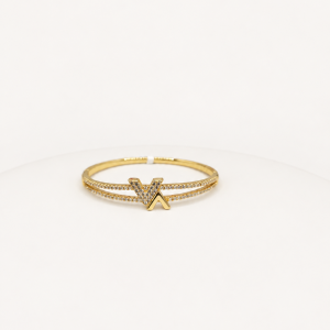Gold Pavé Chevron Bangle