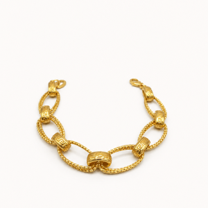 Gold Textured Chain Bracelet Flat Lay