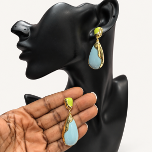 Gold and Blue Drop Earring