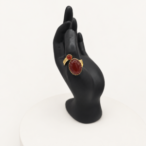 Gold and Red Gemstone Ring