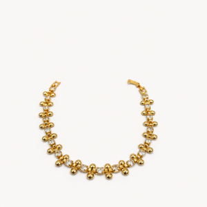 Golden Beaded Gemstone Necklace Flat Lay