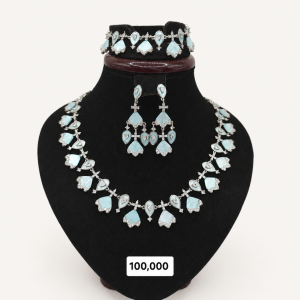 Icy Blue Jewelry Set on Velvet Bust