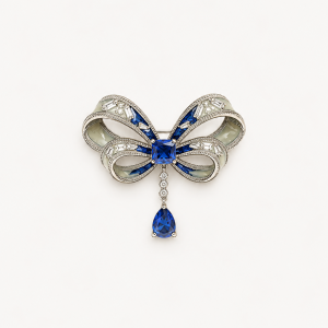 Ornate Sapphire Bow Brooch