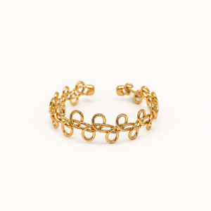 Polished Gold Interlocking Loop Cuff