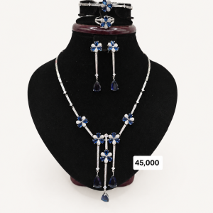 Sapphire Jewelry Set on Black Velvet Bust