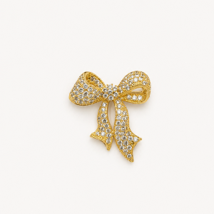 Sparkling Gold Bow Brooch