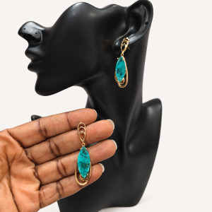 Teal and Gold Earrings Display