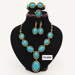 Turquoise Jewelry Display on Velvet Bust